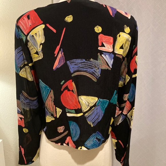 ❗️5X$30❗️ PETITE SOPHISTICATE  Colorful Geometric Patterned Cardigan  100% Rayon - Picture 5 of 9